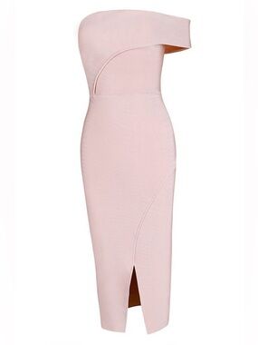 One-Shoulder Blush Pink Midi Dress